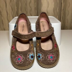 Stride Rite Girl's 10 M 'Terry' Brown Leather Stitched Flowers Mary Jane CG32592